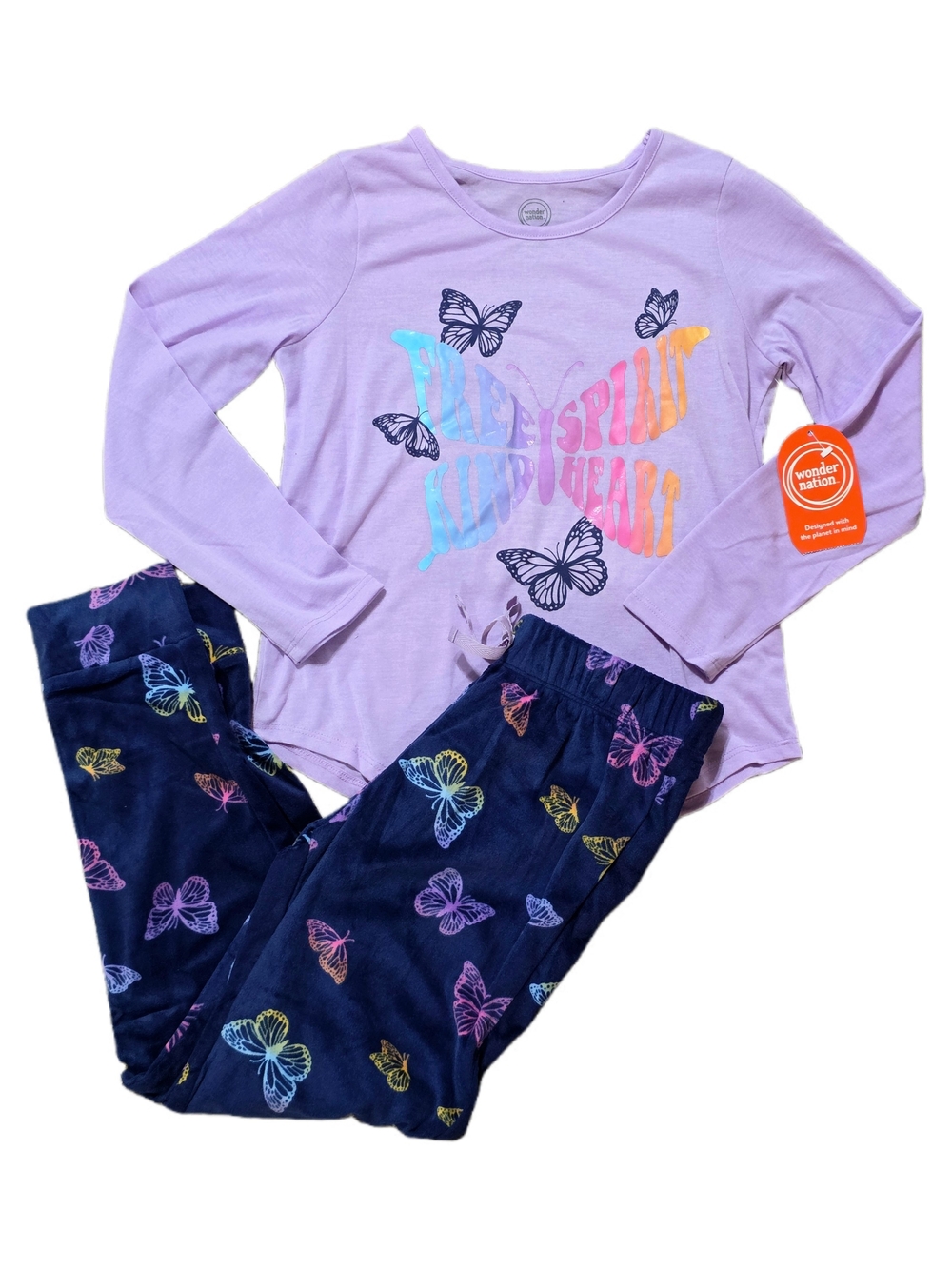 Wonder Nation - Girls' Lavender Butterfly Pajama Set
